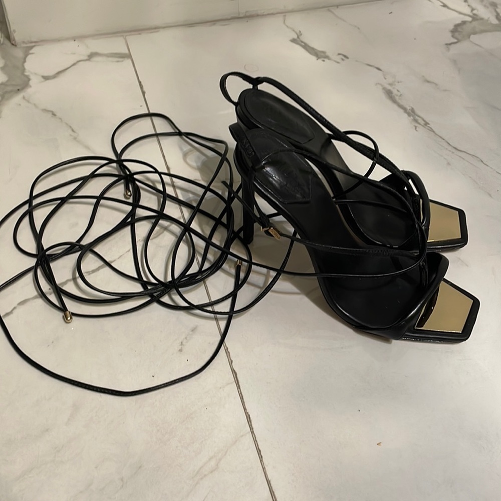 Schutz Vicki Black Wrap around Heels